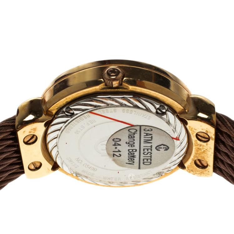 Pre Owned Charriol Mother of Pearl Rose Gold Tone Stainless Steel St-Tropez Women's Wristwatch 30MM