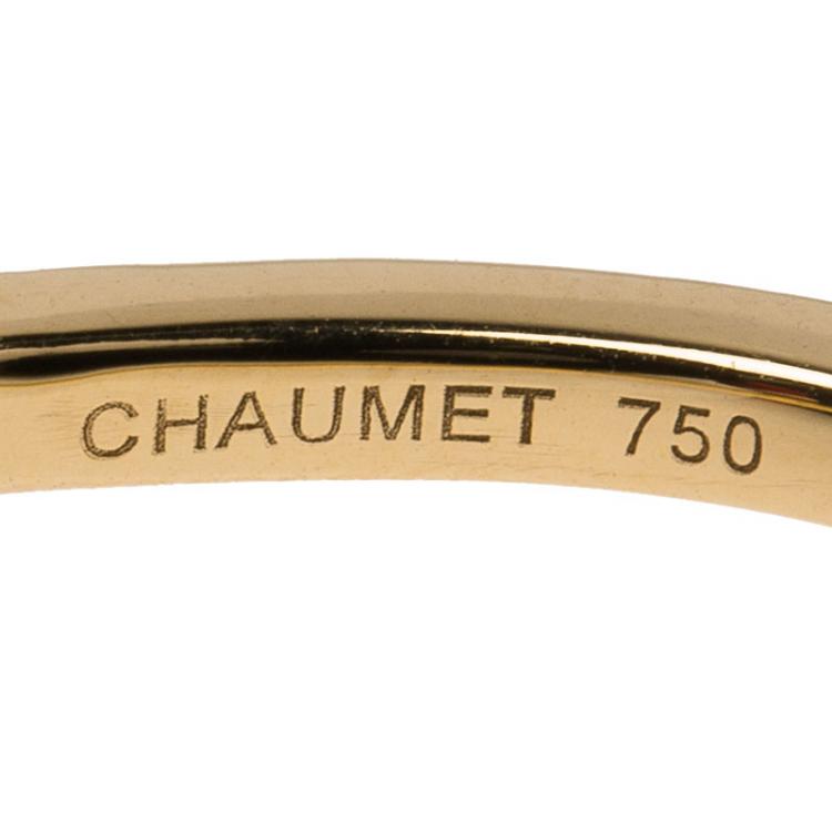 Pre Owned Chaumet Attrape Moi Citrine Diamond Yellow Gold Ring Size 54