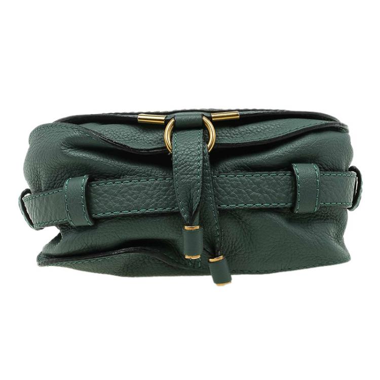 Pre Owned Chloe Green Leather Mini Marcie Crossbody Bag