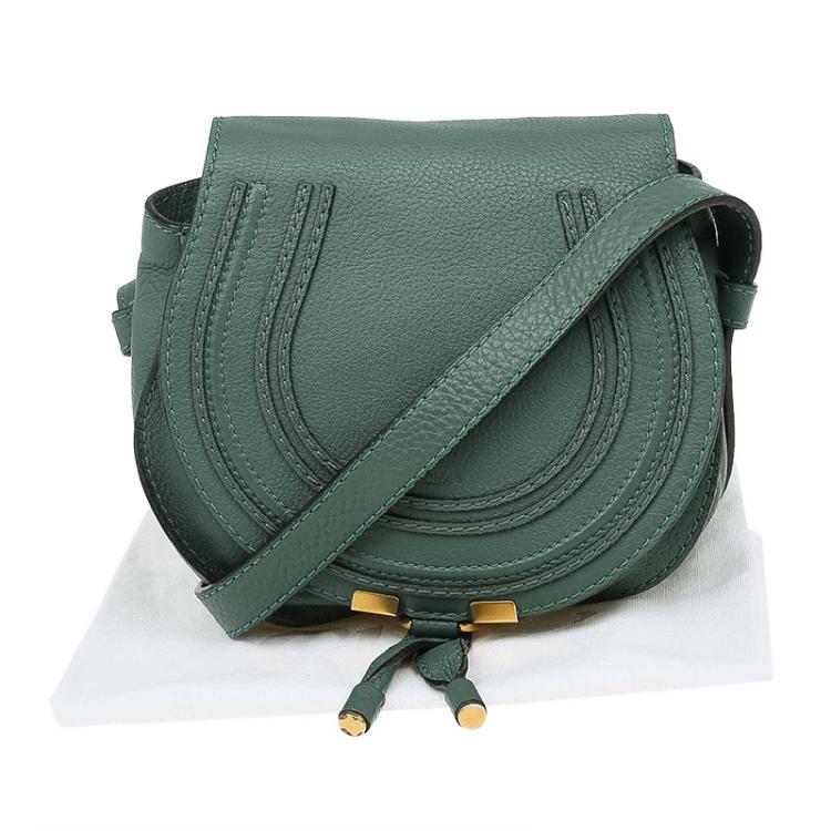Pre Owned Chloe Green Leather Mini Marcie Crossbody Bag