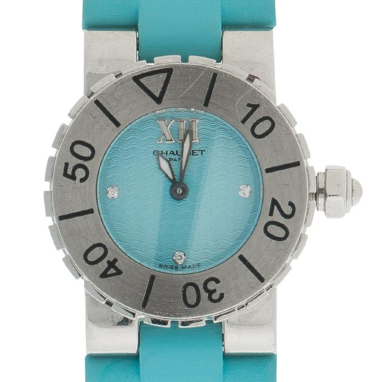 Pre Owned Chaumet Blue Stainless Steel & Rubber Class One Women's Wristwatch 24MM