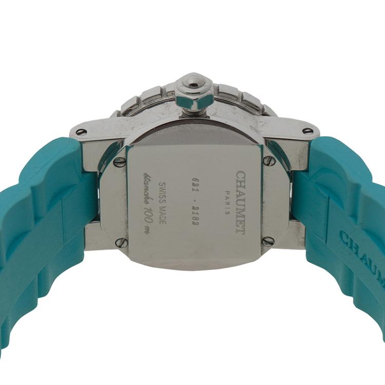 Pre Owned Chaumet Blue Stainless Steel & Rubber Class One Women's Wristwatch 24MM