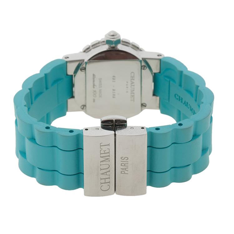Pre Owned Chaumet Blue Stainless Steel & Rubber Class One Women's Wristwatch 24MM