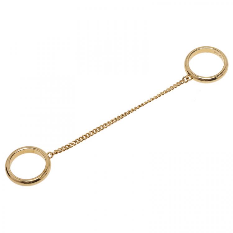 Pre Owned Chloe Two Chain Gold Tone Ring