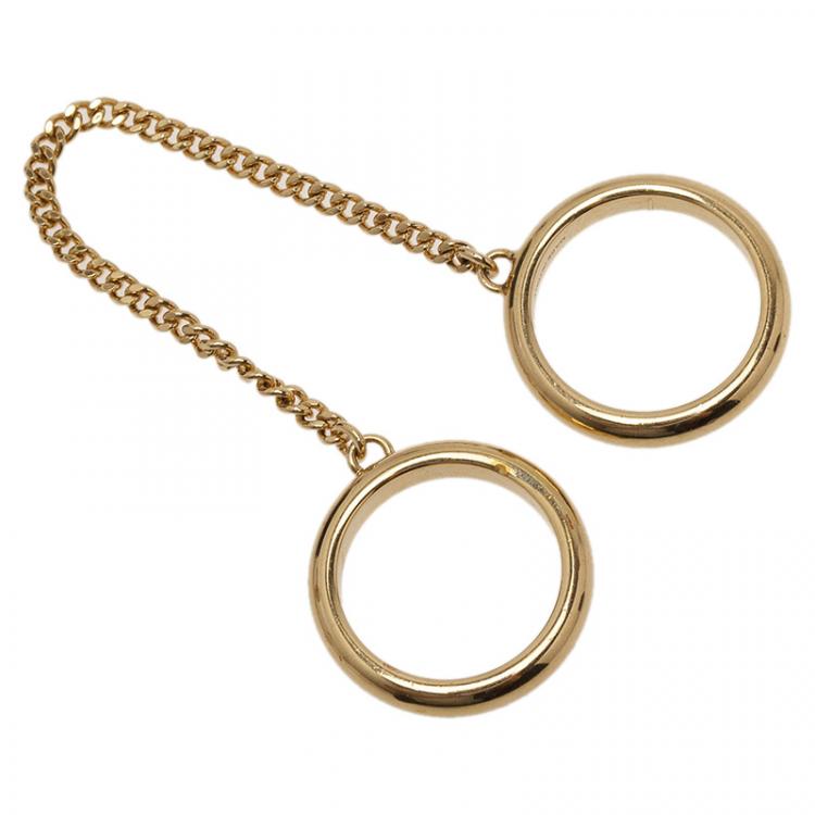 Pre Owned Chloe Two Chain Gold Tone Ring