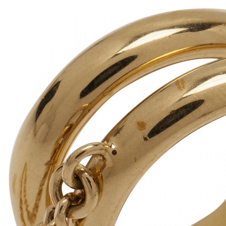 Pre Owned Chloe Two Chain Gold Tone Ring