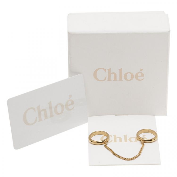 Pre Owned Chloe Two Chain Gold Tone Ring