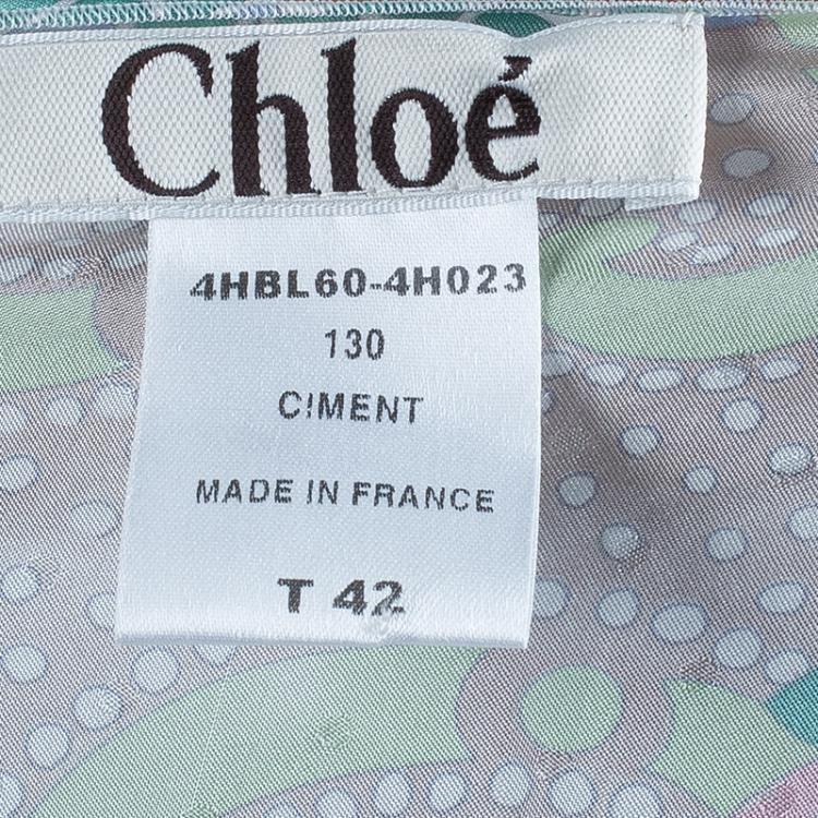 Pre Owned Chloe Pastel Printed Silk Long Sleeve Top L