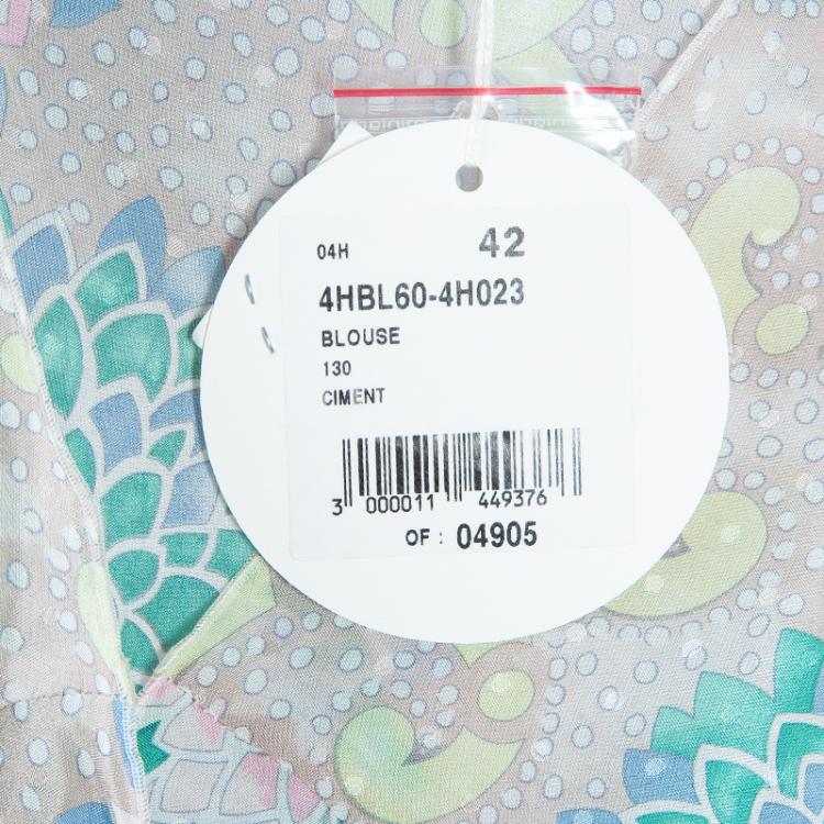 Pre Owned Chloe Pastel Printed Silk Long Sleeve Top L