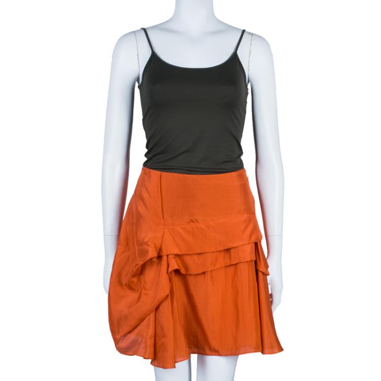 Pre Owned Chloe Coral Silk Layered Skirt M