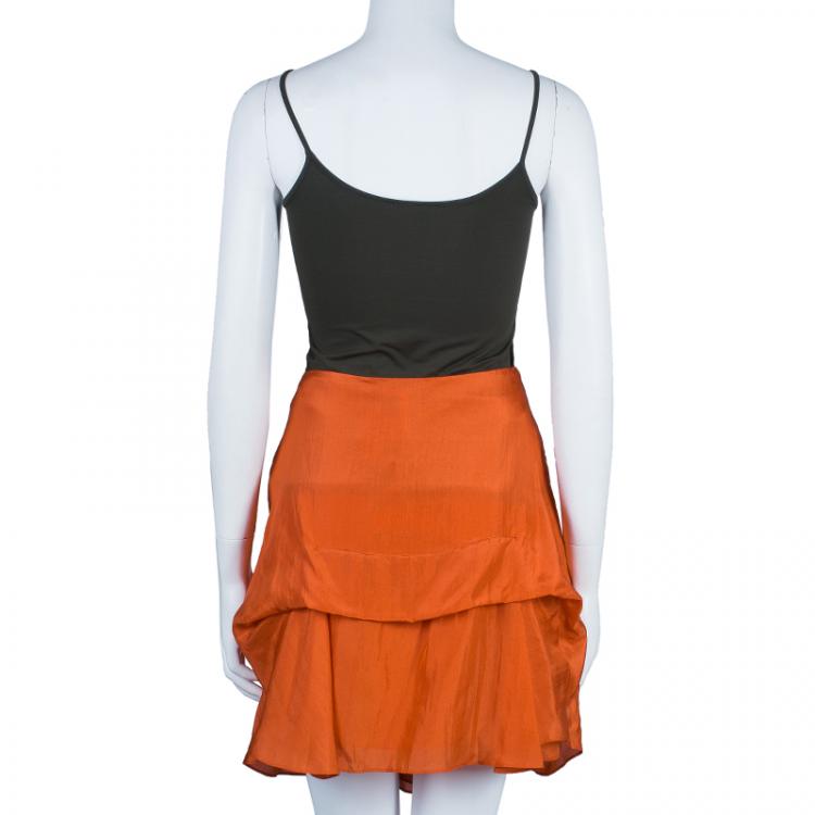 Pre Owned Chloe Coral Silk Layered Skirt M