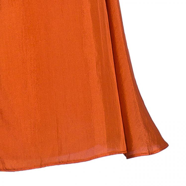 Pre Owned Chloe Coral Silk Layered Skirt M
