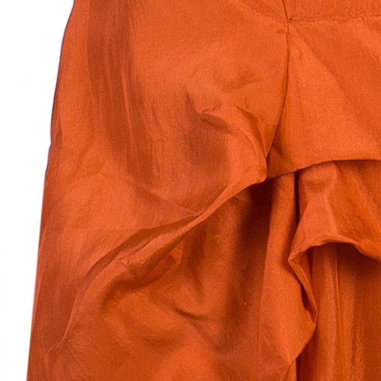 Pre Owned Chloe Coral Silk Layered Skirt M