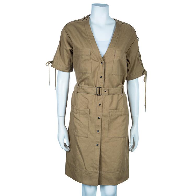 Pre Owned Chloe Beige Criss Cross Sleeve Dress M