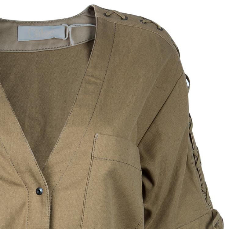 Pre Owned Chloe Beige Criss Cross Sleeve Dress M
