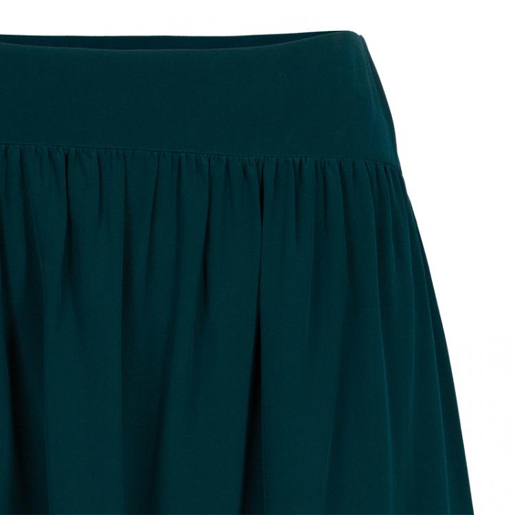 Pre Owned Chloe Green Tiered Ruffle Hem Silk Skirt M