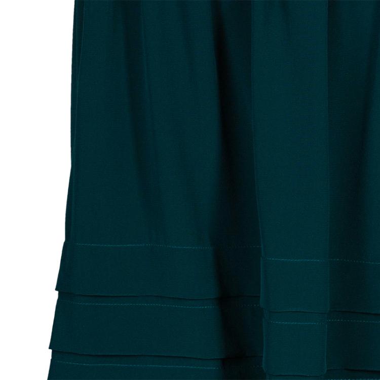 Pre Owned Chloe Green Tiered Ruffle Hem Silk Skirt M