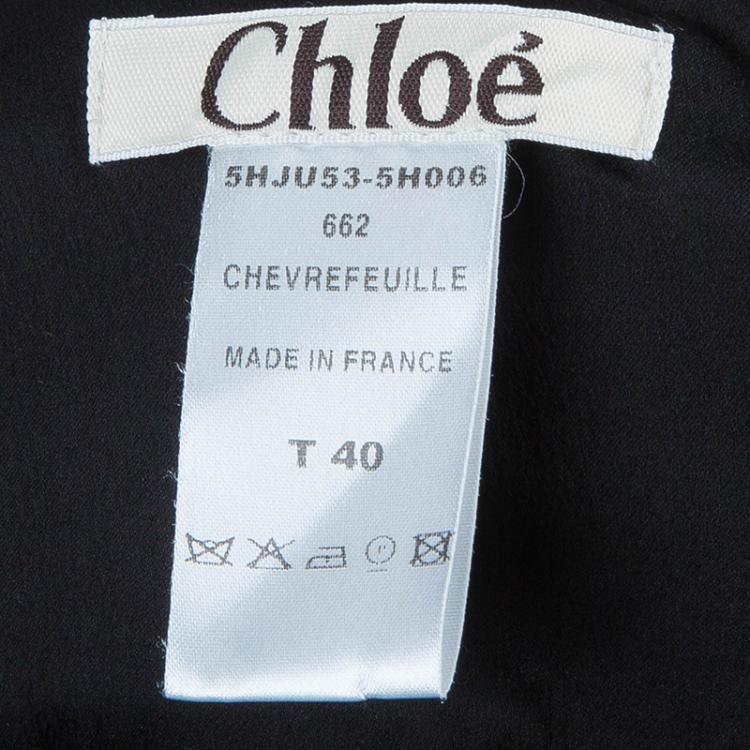 Pre Owned Chloe Green Contrast Waistband Pleated Silk Skirt M