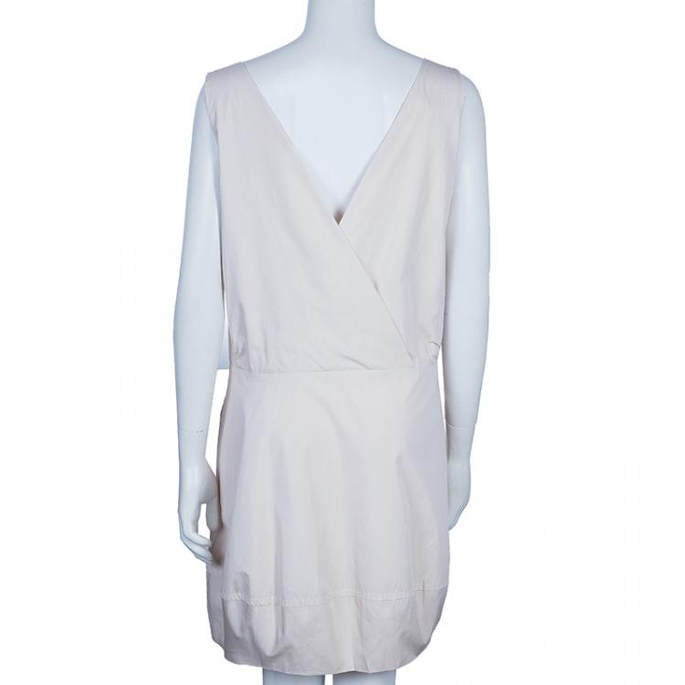 Pre Owned Chloe Beige Wrap Front Sleeveless Dress M