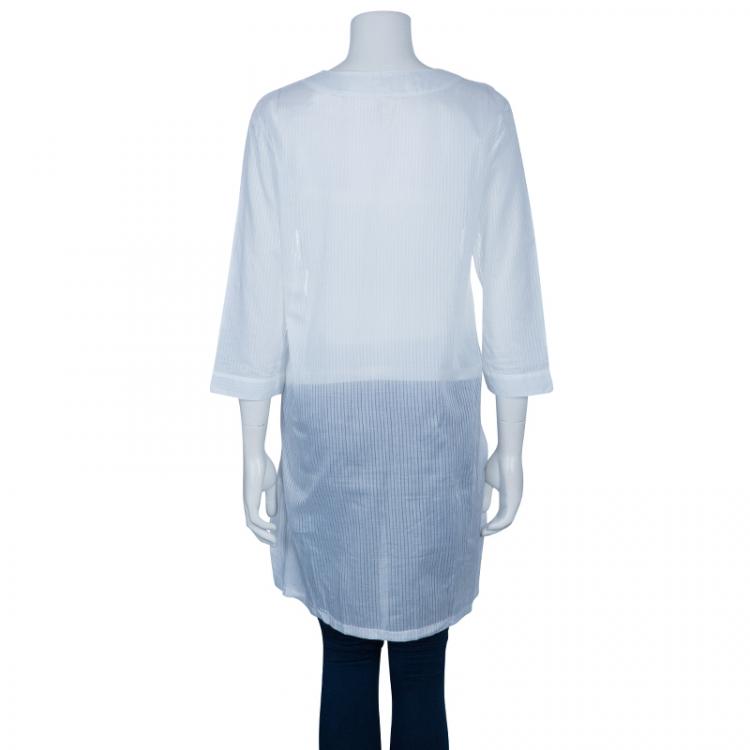Pre Owned Chloe White Cotton Long Sleeve Tunic Top M