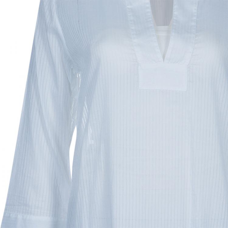 Pre Owned Chloe White Cotton Long Sleeve Tunic Top M