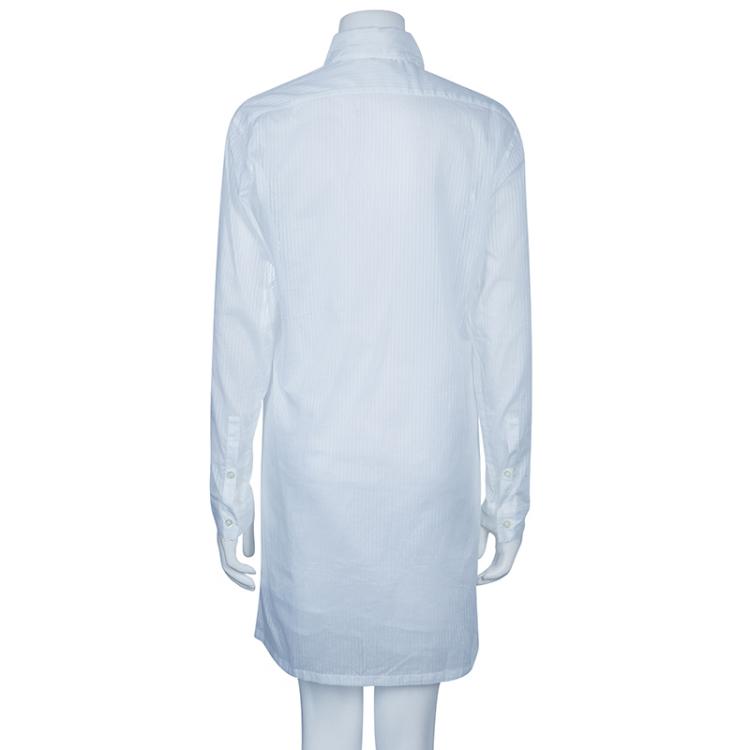 Pre Owned Chloe White Cotton Long Sleeve Shirt Dress M