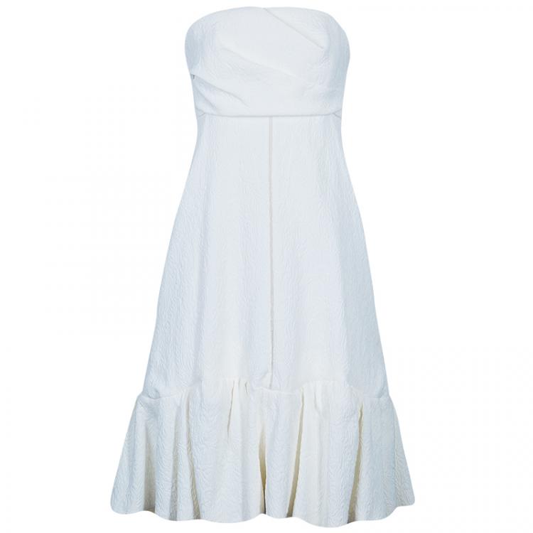 Pre Owned Chloe Off-white Strapless Dress and Blazer Set M