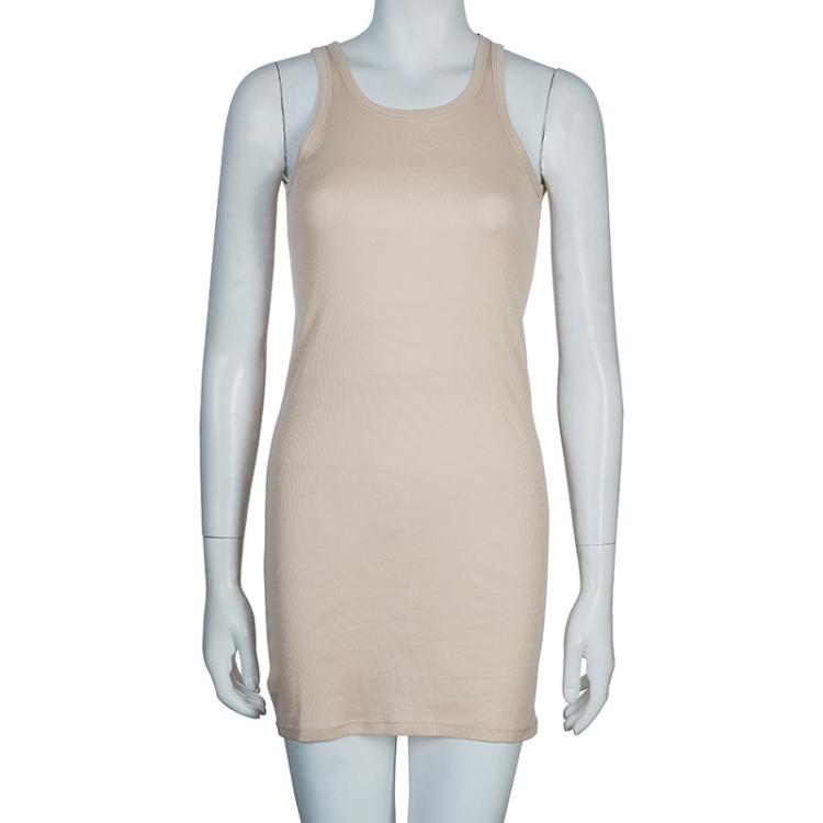 Pre Owned Chloe Metallic Double Layer Belted Tank Dress M
