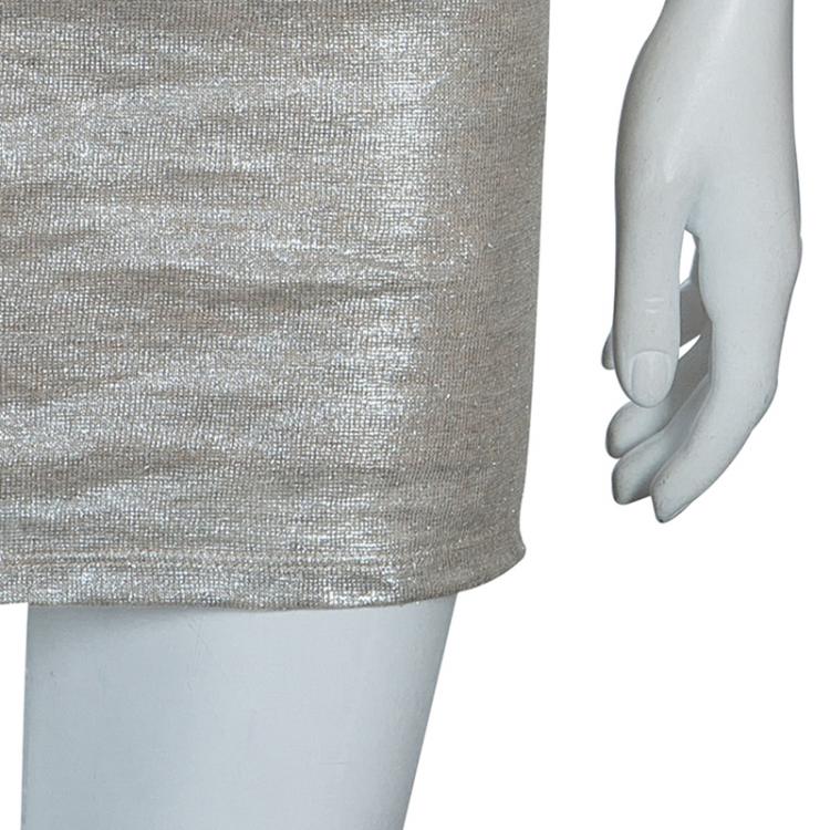 Pre Owned Chloe Metallic Double Layer Belted Tank Dress M