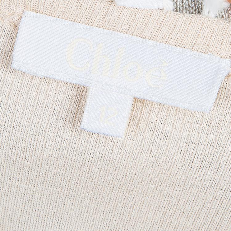 Pre Owned Chloe Metallic Double Layer Belted Tank Dress M