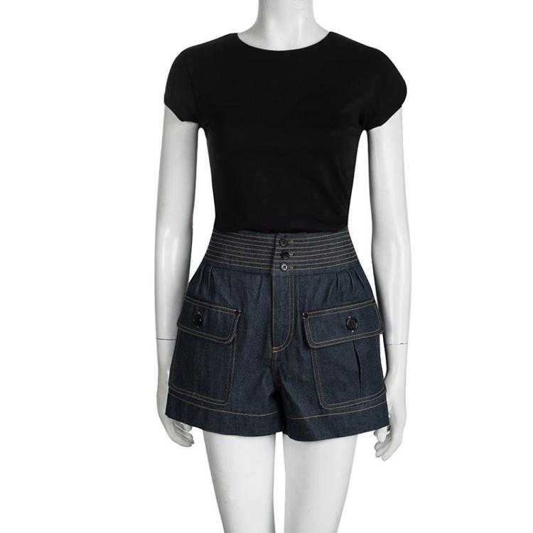Chloe Indigo Raw Denim High Waist Shorts S Chloe | TLC