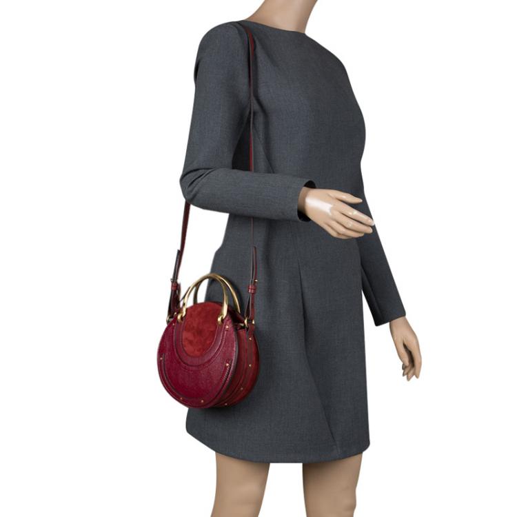 Pre Owned Chloe Burgundy Leather Small Pixie Round Top Handle Bag