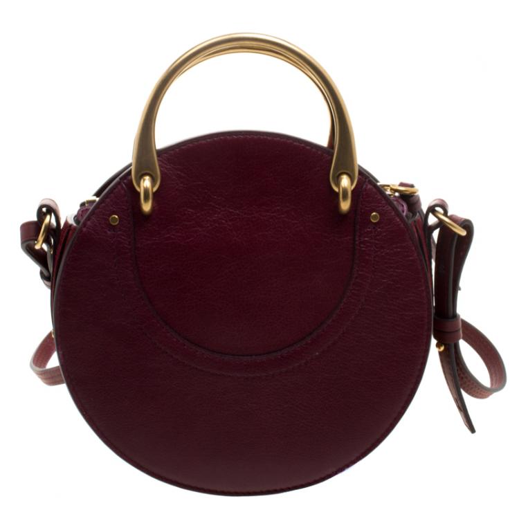 Pre Owned Chloe Burgundy Leather Small Pixie Round Top Handle Bag