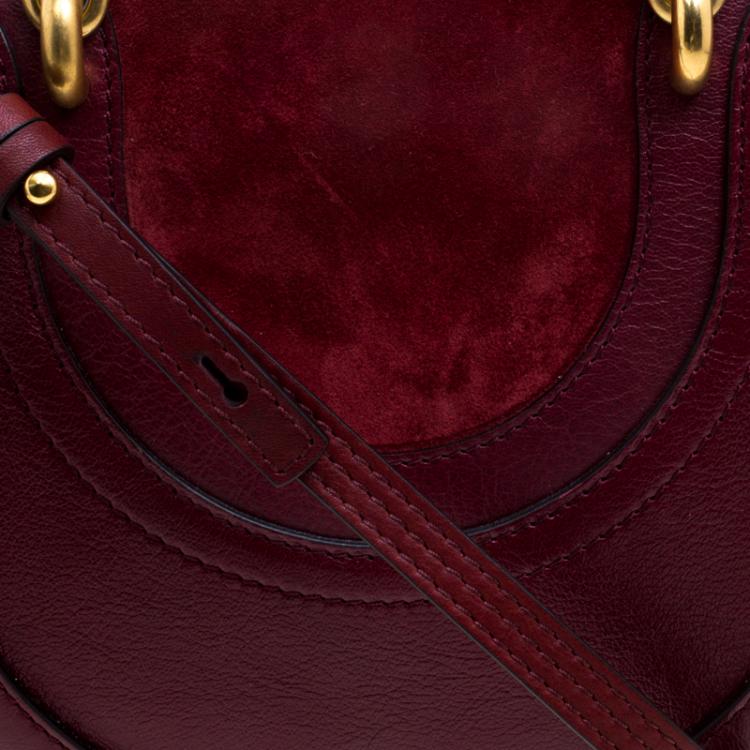 Pre Owned Chloe Burgundy Leather Small Pixie Round Top Handle Bag