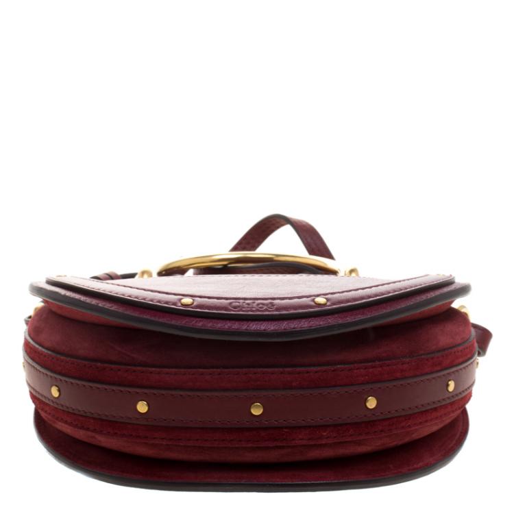 Pre Owned Chloe Burgundy Leather Small Pixie Round Top Handle Bag