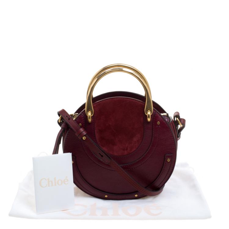 Pre Owned Chloe Burgundy Leather Small Pixie Round Top Handle Bag