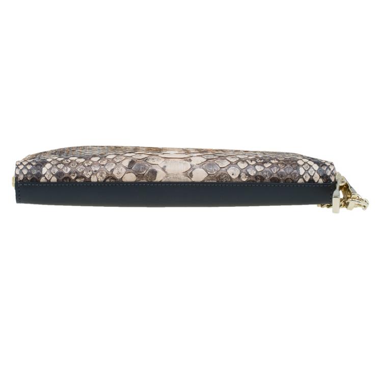 Pre Owned Chloe Beige Python Zip Around Wallet