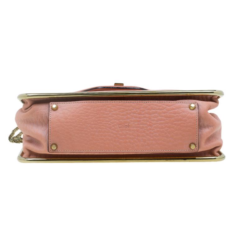 Pre Owned Chloe Beige Pebbled Leather Medium Sally Flap Shoulder Bag