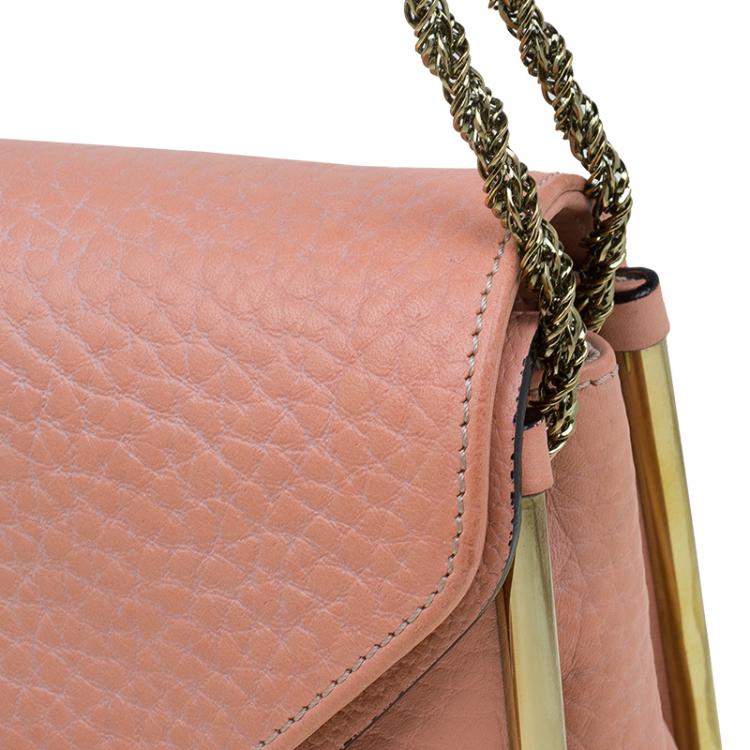 Pre Owned Chloe Beige Pebbled Leather Medium Sally Flap Shoulder Bag