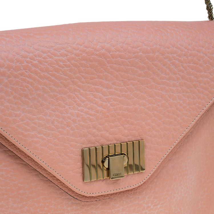 Pre Owned Chloe Beige Pebbled Leather Medium Sally Flap Shoulder Bag