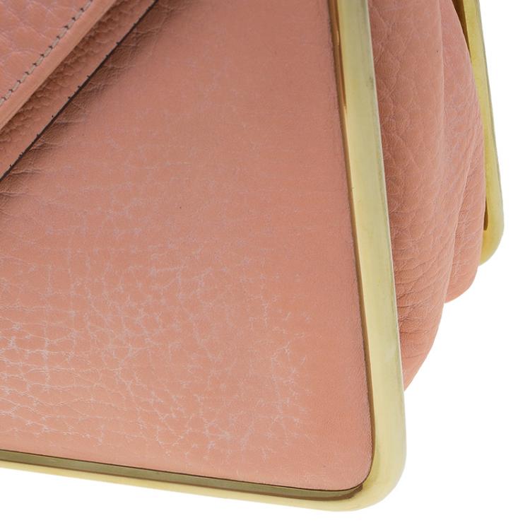 Pre Owned Chloe Beige Pebbled Leather Medium Sally Flap Shoulder Bag