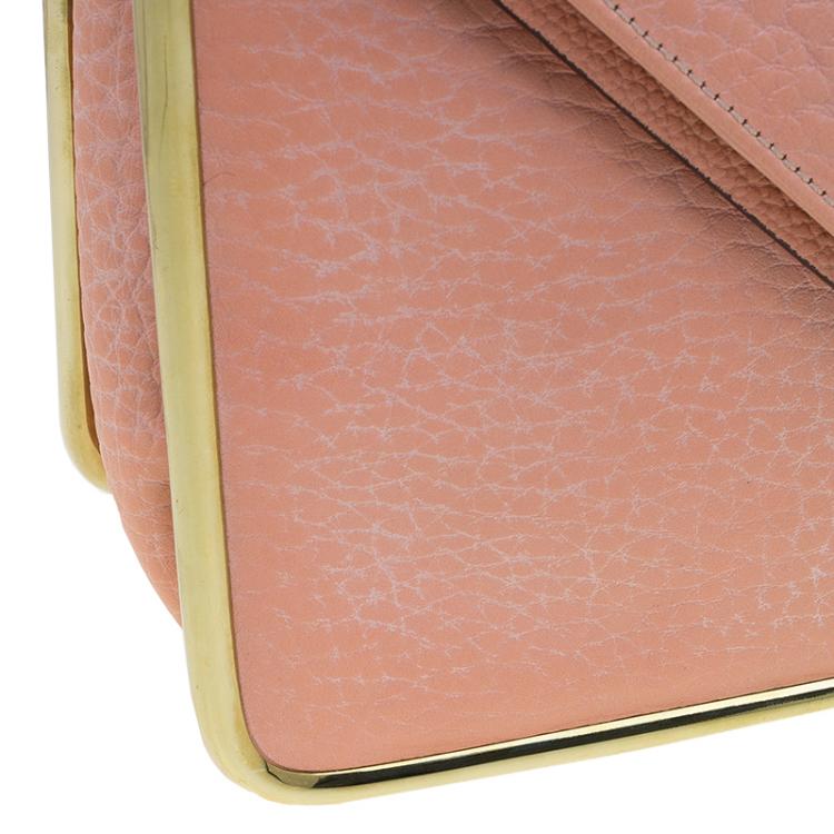 Pre Owned Chloe Beige Pebbled Leather Medium Sally Flap Shoulder Bag