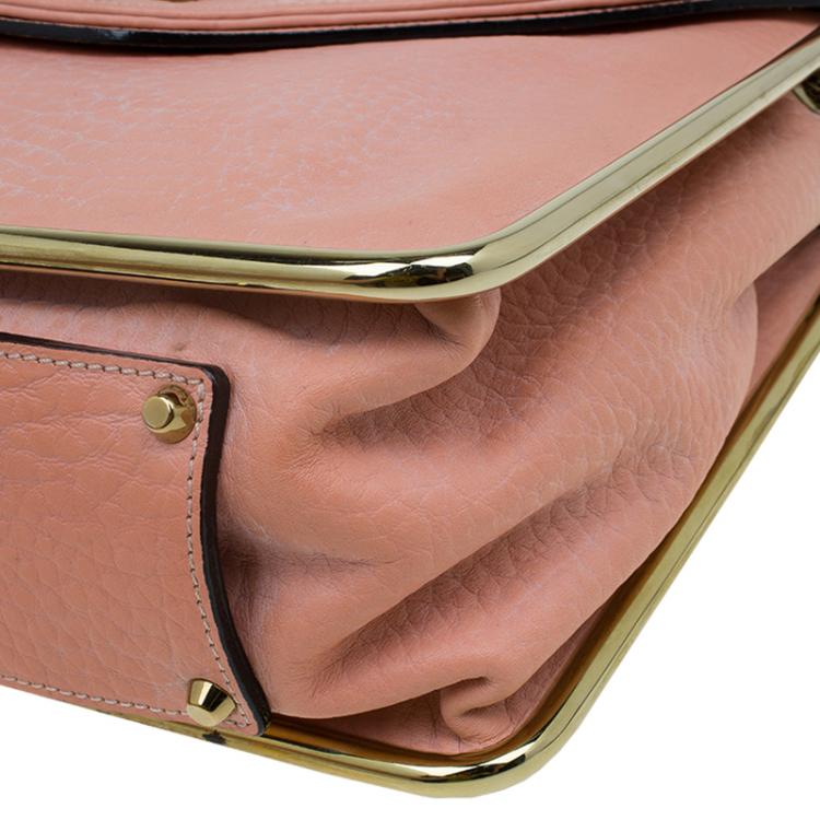 Pre Owned Chloe Beige Pebbled Leather Medium Sally Flap Shoulder Bag