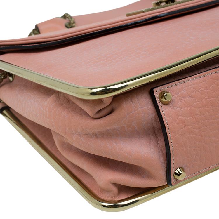 Pre Owned Chloe Beige Pebbled Leather Medium Sally Flap Shoulder Bag