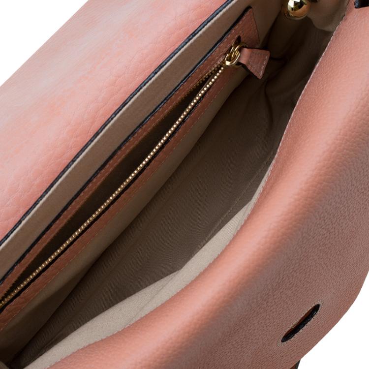 Pre Owned Chloe Beige Pebbled Leather Medium Sally Flap Shoulder Bag