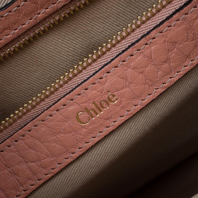 Pre Owned Chloe Beige Pebbled Leather Medium Sally Flap Shoulder Bag