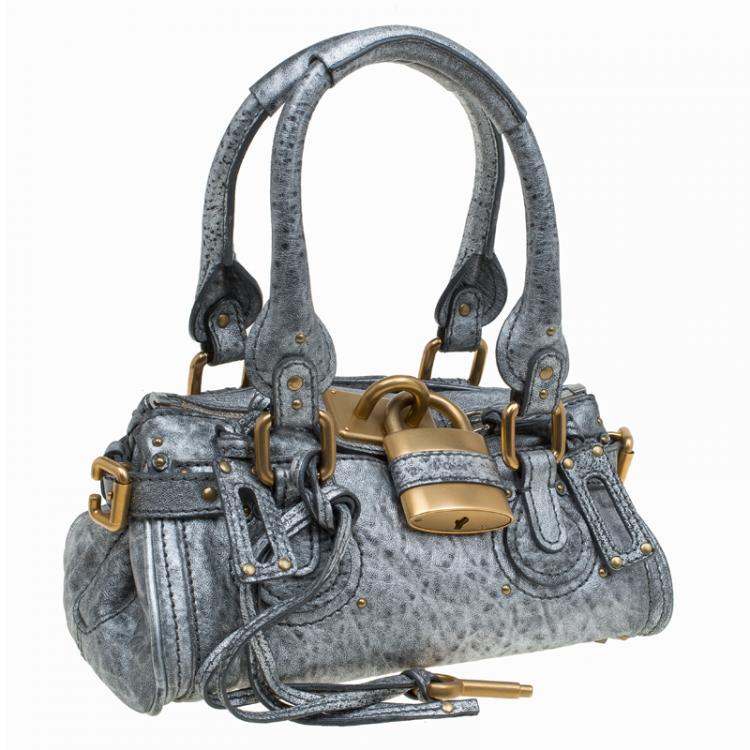 Pre Owned Chloe Silver Leather Mini Paddington Satchel