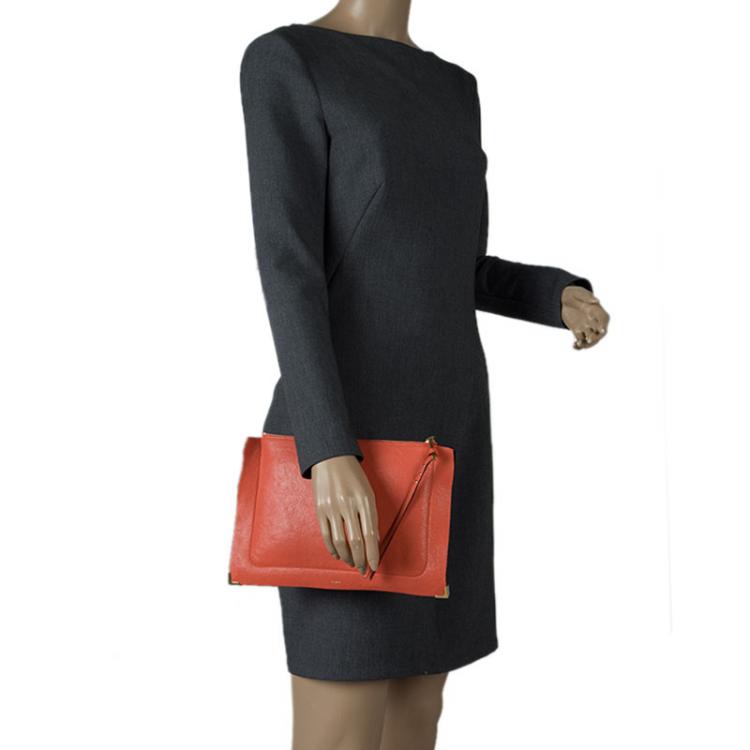 Pre Owned Chloe Orange Leather Ghost Clutch