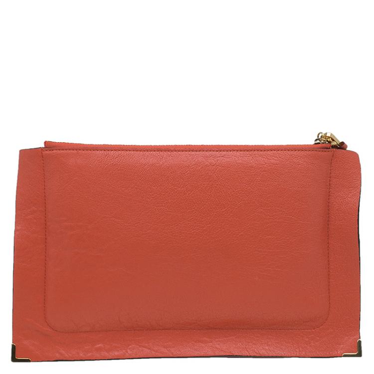 Pre Owned Chloe Orange Leather Ghost Clutch