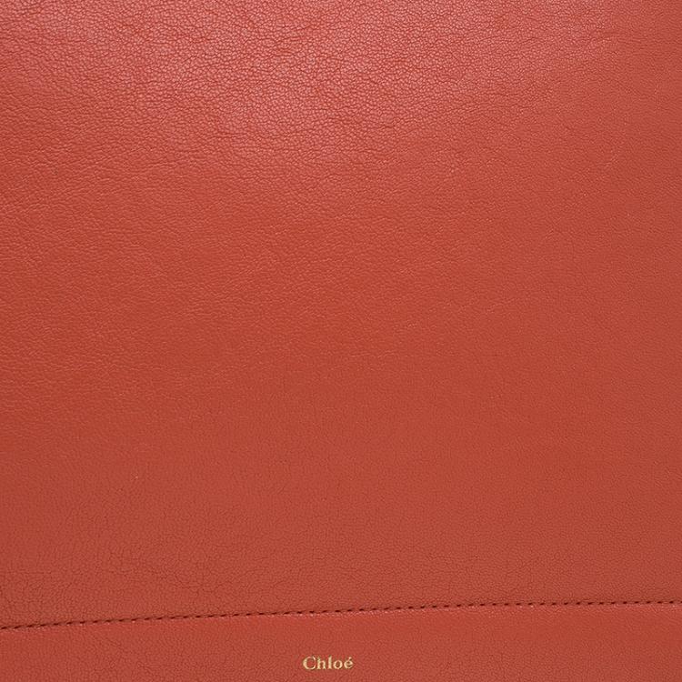 Pre Owned Chloe Orange Leather Ghost Clutch